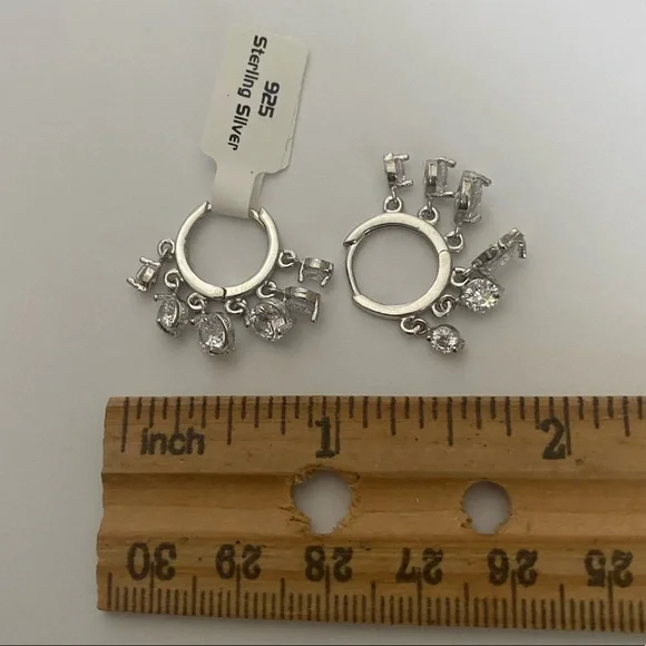 925 Silver chandelier earrings cubic zirconia hoops